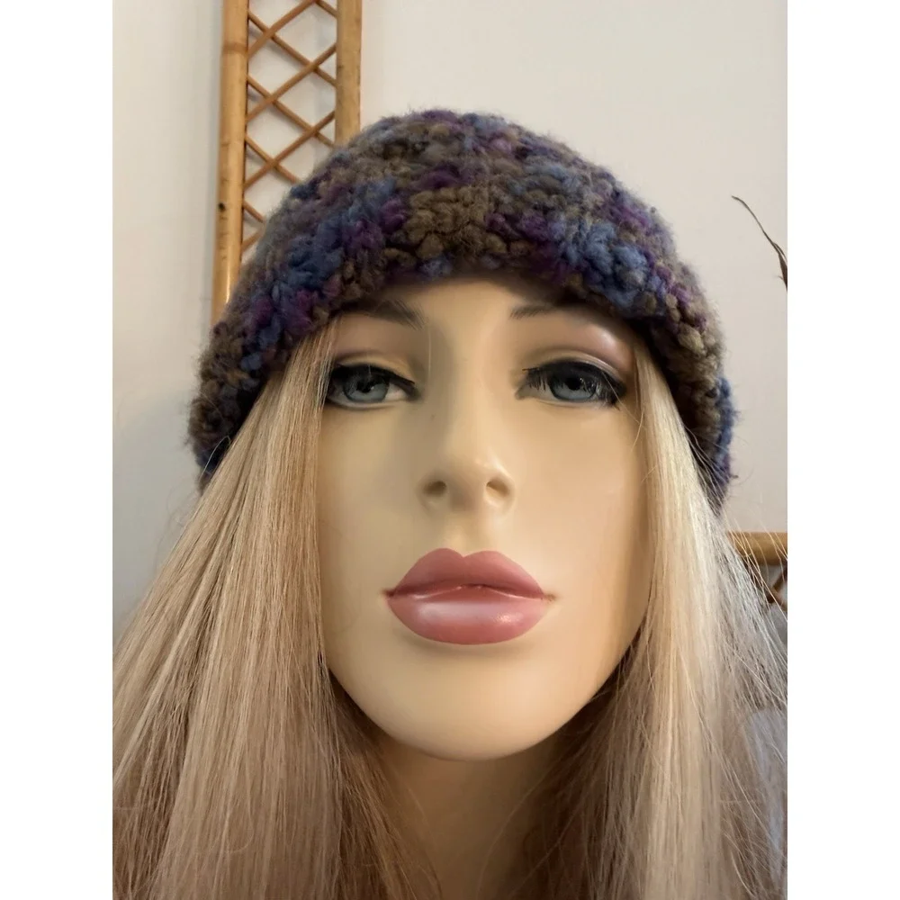 Cappellificio Fiorentino Wool‎ Blend Purple Knitted Beanie Hat Made In Italy EUC